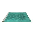thumbnail image 2 of Ahgly Company Machine Washable Indoor Square Oriental Turquoise Blue Industrial Area Rugs, 6' Square, 2 of 4