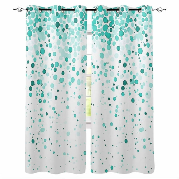Fsddascl Turquoise Polka Dot Blackout Curtains for Bedroom/Living Room, Thermal Insulated Kitchen Curtains, Abstract Modern Art Dots Watercolor Grommet Darkening Window Treatment Drapes 42"x84"x2