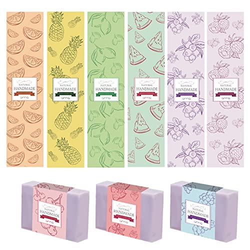  PH PandaHall 9 Styles Handmade Labels, 90pcs Leaf Bee Plant  Wrapper Tape Crafts Packaging Band Bar Business Label Sleeves Covers  Vertical Paper Tag for Soap Candle Gift Box, 21x5cm/ 8.2x1.9 inch