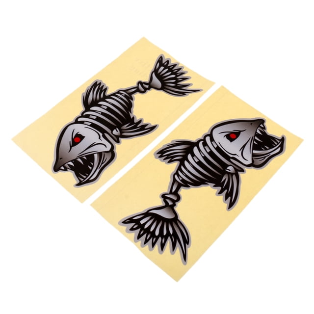 2 piezas calcomanías de esqueleto pegatinas canoa gráficos l 295 x 164 mm SM SunniMix Calcomanías de peces esqueleto