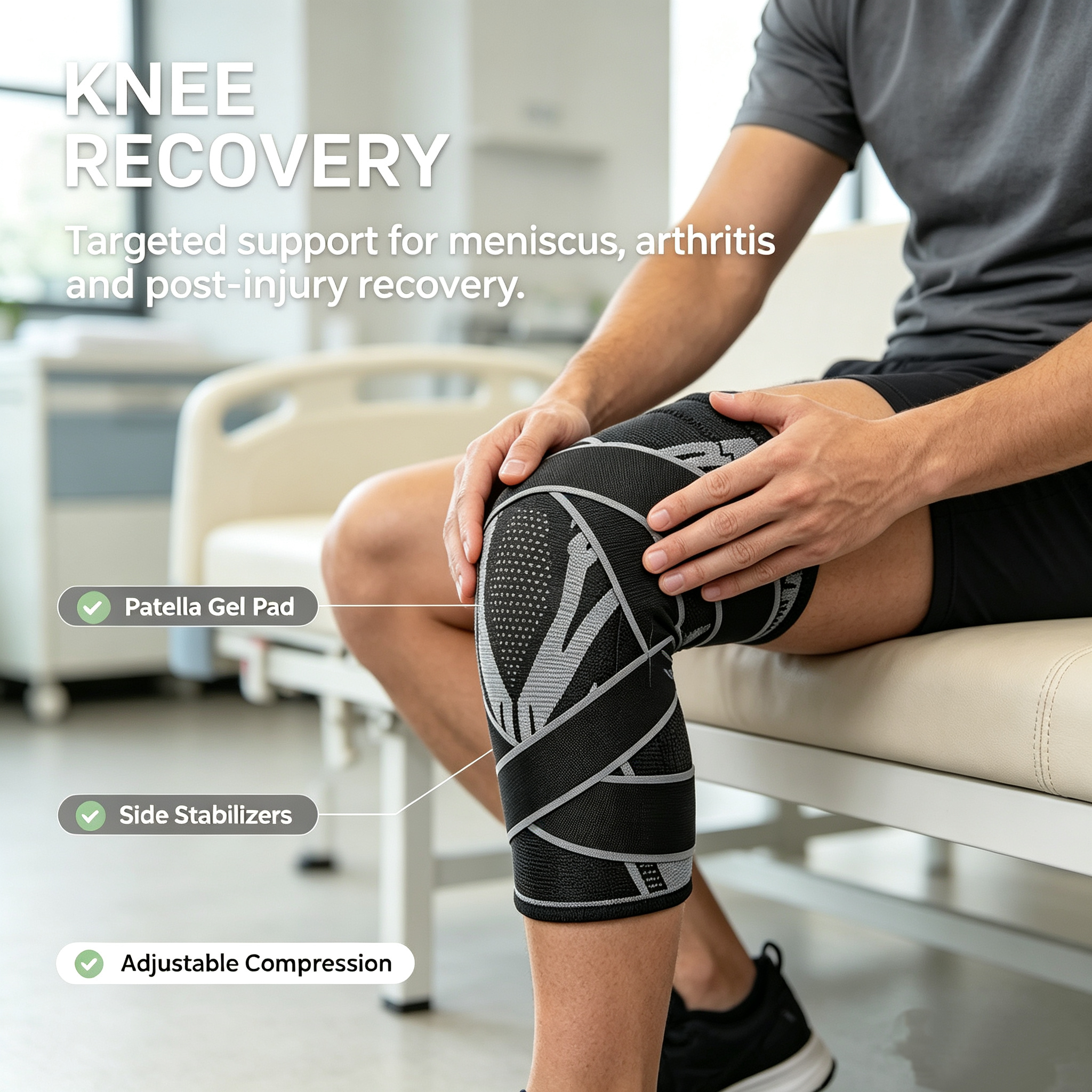 HLTHZONE Adjustable Compression Knee Brace photo 4