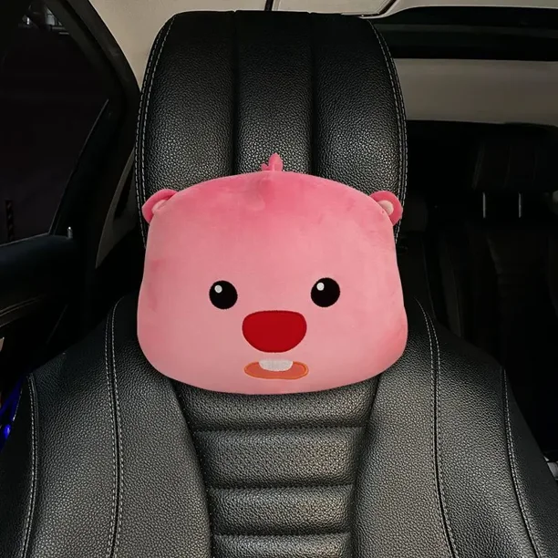 Loopy-Funda de felpa para cinturón de seguridad de coche, almohada de cuello, soporte Lumbar Kawaii, accesorios de decoración automática, regalos para niñas