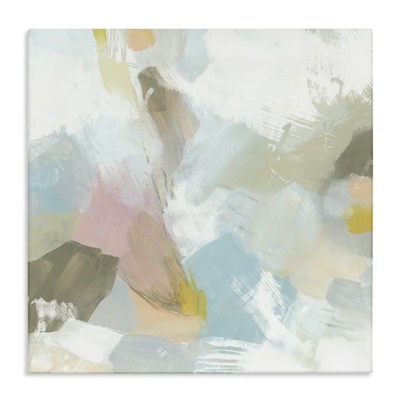 Stupell Industries Pastel Streaks on White Abstract Painting Wrapped Canvas Art Print Wall Art, 17 x 17