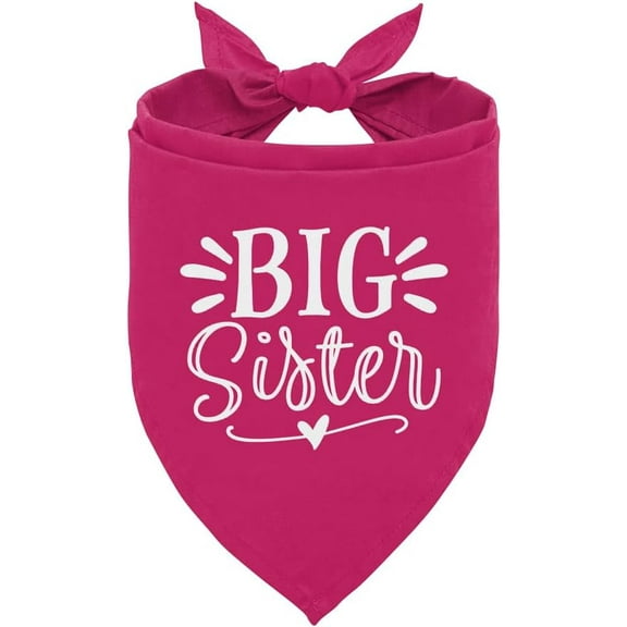 Big Sister Dog Bandana, Dog Bandana, Deep Pink Pet Dog Scarf Accessories, Pet Dog Triangle Scarf, Dog Bandana for Small Medium Dogs, Baby Announcement Dog Bandana, Dog Bandana Pet Scarf (M)