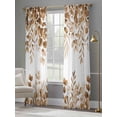 thumbnail image 4 of Brown Eucalyptus Leaves Sheer Curtains 108 Inch Length 2 Panels Set Window Treatments, Spring Summer Botanical Rod Pocket Semi Curtains for Living Room/Bedroom/Kitchen Décor, 104"W x 108"L, 4 of 7
