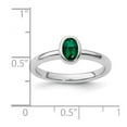 thumbnail image 2 of 925 Sterling Silver Bezel Polished Stackable Oval Created Emerald Ring Size 8 Stackable Ring for Women, 2 of 2