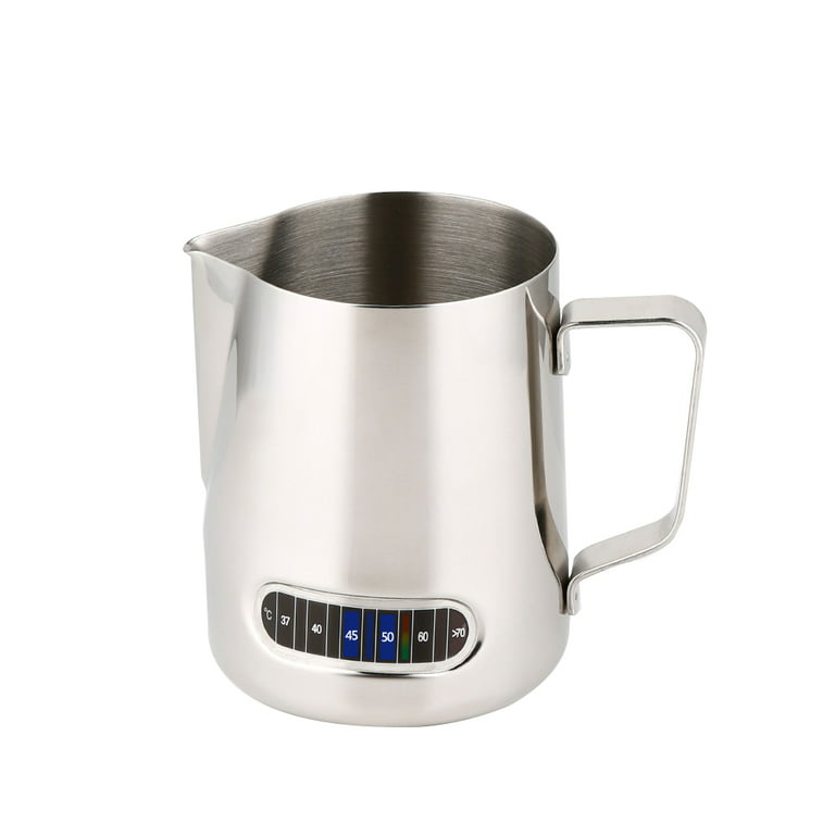 Aibecy Espresso Steaming Pitchers Stainless Steel Espresso Milk Frothing  Pitcher with Thermometer Coffee Milk Frothing Cup Coffee Steaming Pitcher  600ml Barista Pitcher Milk Cup 