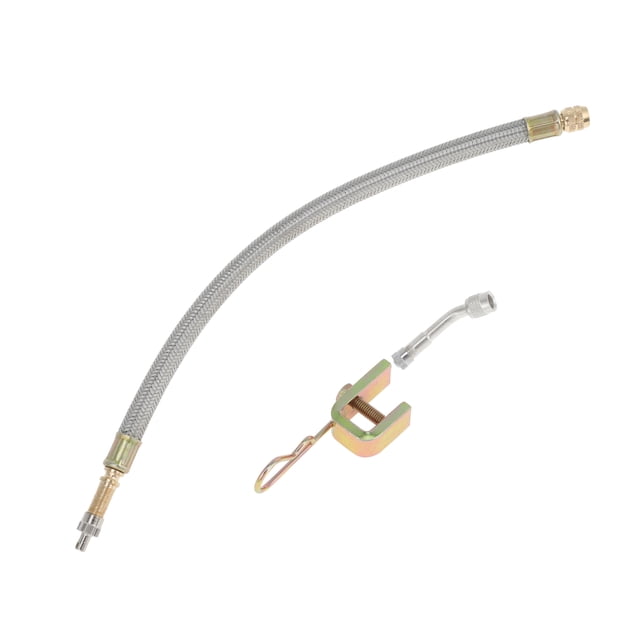 1 Juego de extensión de válvula de llanta de cobre de 135 grados con extensor de vástago de llanta de acero inoxidable flexible de 300 mm para automóvil, motocicleta, RV, camión, bicicleta