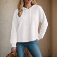 thumbnail image 4 of Xudanell Pullover Sweatshirts for Women Pullover Lightweight Sweatshirts Oversized Hoodies Long Sweatshirt White M, 4 of 6