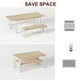 thumbnail image 4 of Extendable Dining Table Set for 6 to 8 People, Includes 2 Benches and 2 Stools, Large Wood Kitchen Table in Walnut for Small Spaces, 4 of 8