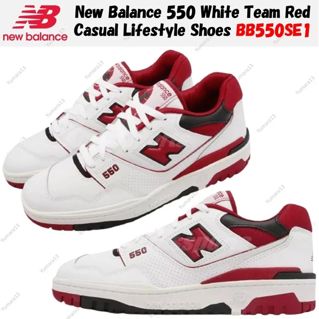 New Balance 550 White Team Red Casual Lifestyle Shoes BB550SE1 Men's Size