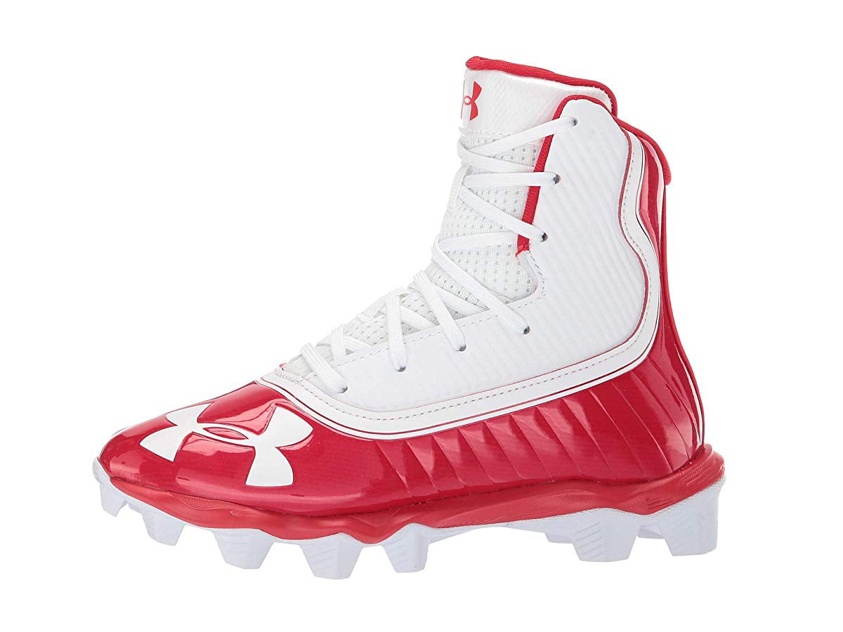 New Youth Under Armour Highlight RM Lacrosse/Football Cleats Red/White Sz 6Y 