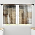 thumbnail image 4 of Farmhouse Kitchen Curtains Brown Abstract Window Curtains Short Tier Curtains Over Sink, Modern Art Painting Decor Rod Pocket Window Drapes Set of 2 (26x36 Inch), 4 of 5