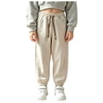 thumbnail image 3 of 5-6 Years Child Girls Cargo Pants Wide Leg High Waisted Pants Casual Baggy Pants with Pockets, 3 of 9