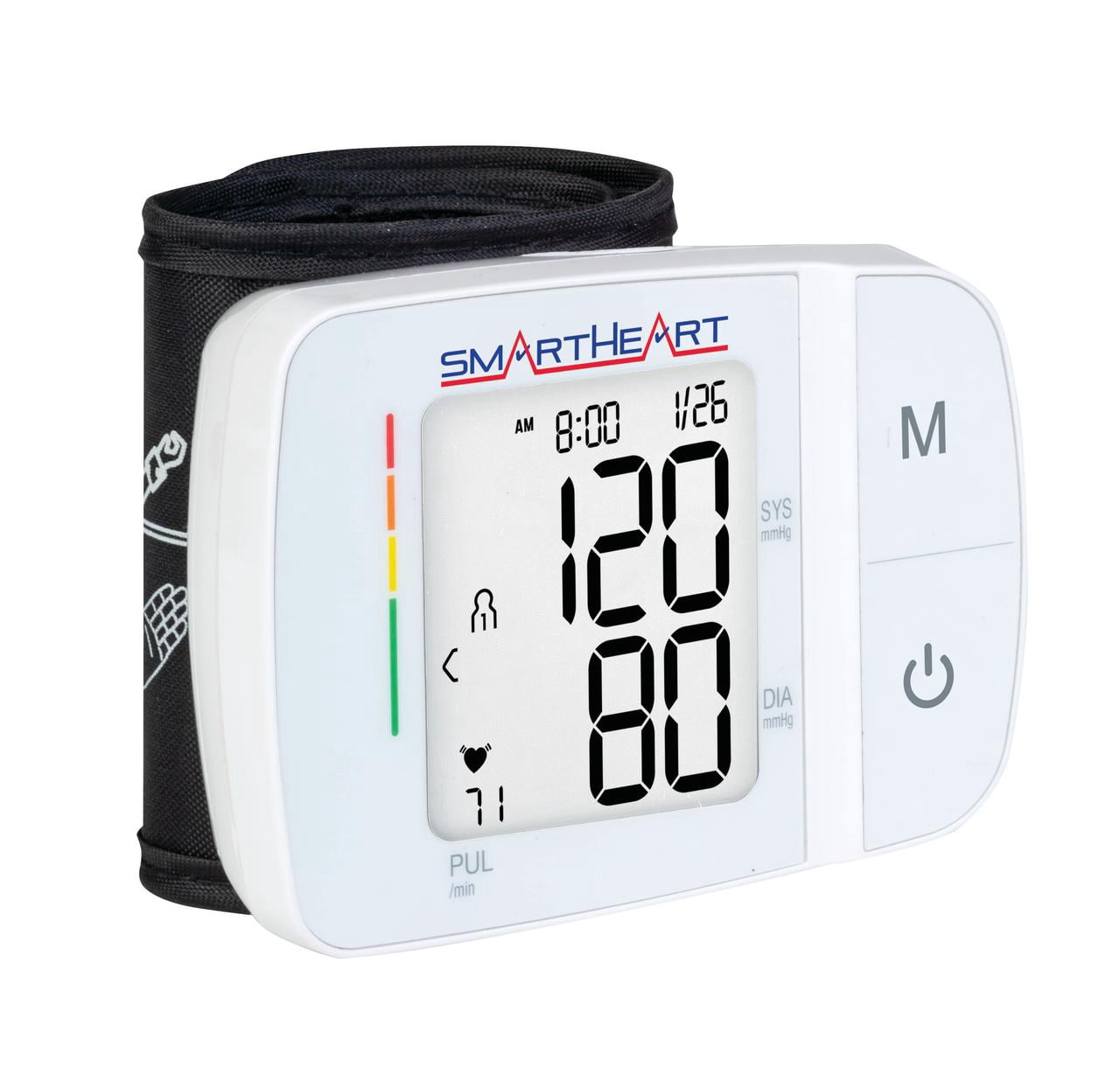 SmartHeart Blood Pressure Monitor | Adult Wrist Cuff | Audible English Spanish Instructions and Results for Visually Impaired | 2-Person Memory