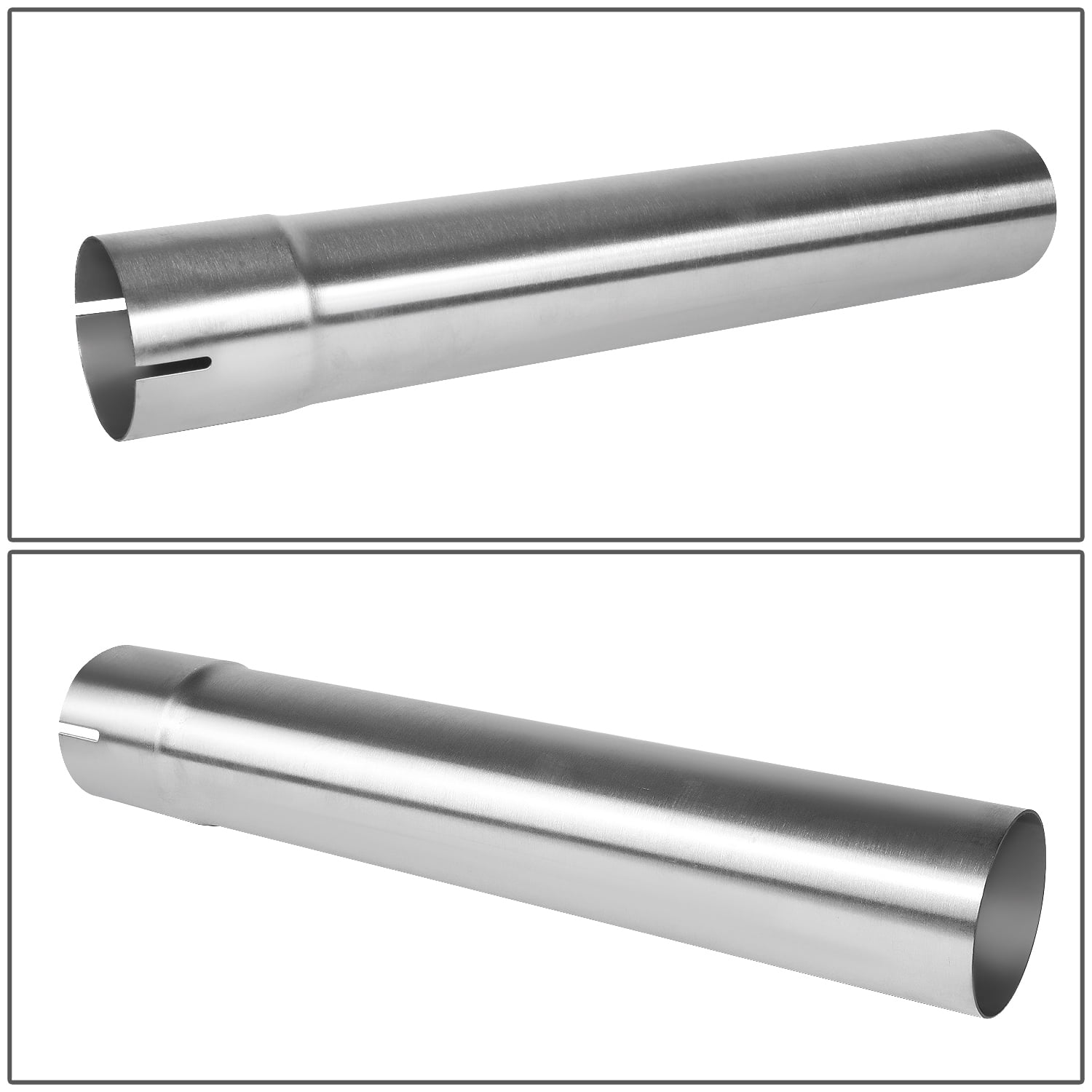 DNA Motoring 2Pcs 2.5" Custom 18" L Polished Stainless Steel Straight Exhaust Pipe Tube