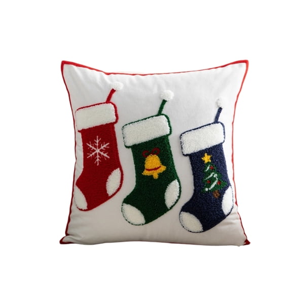 Christmas Plush Pillow Cover 18x18 Inches, Decorative Holiday Throw Cushion Sleeve for Living Room Sofa, Couch & Home Decor, 1 Pack