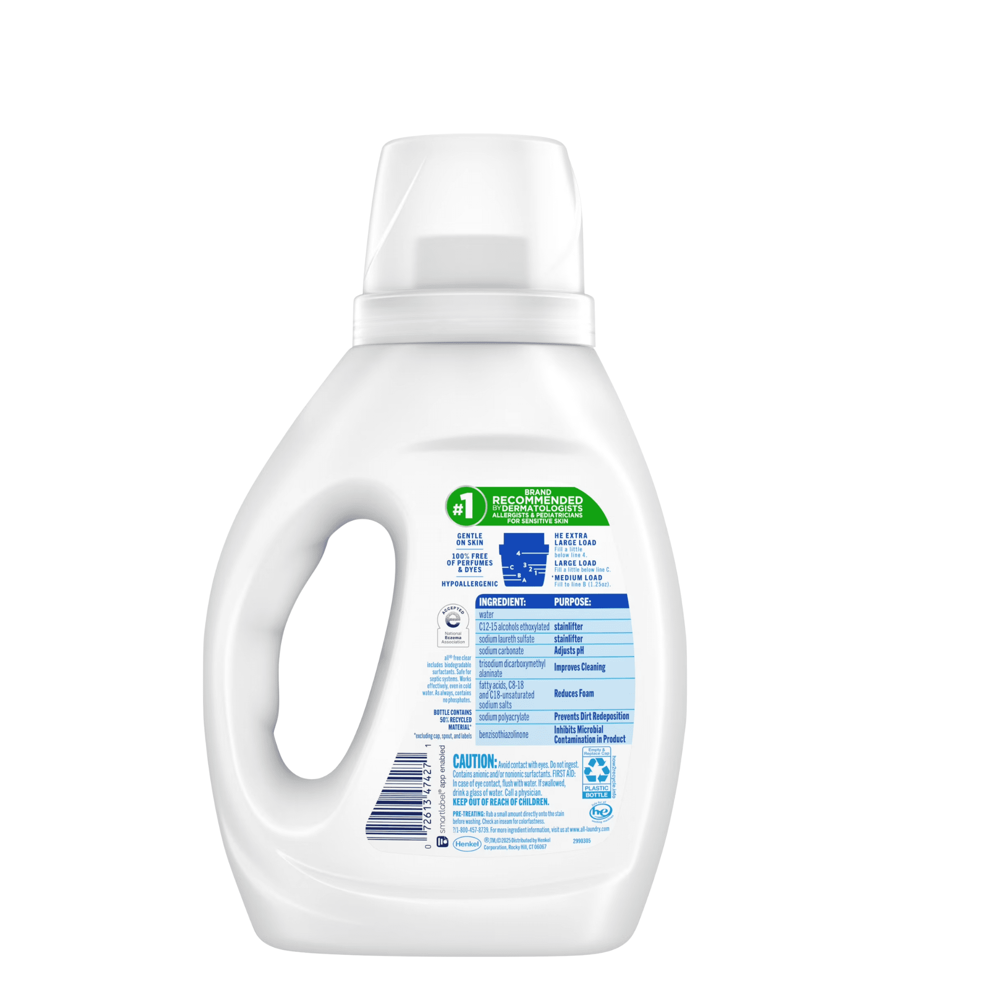 all Free Clear Liquid Laundry Detergent, Unscented & Fragrance Free, 60 fl oz, 48 Loads (2-Pack)