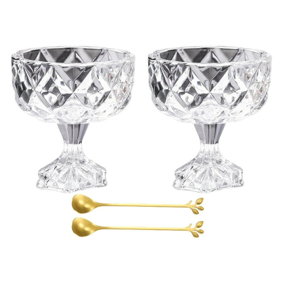 Glass Salad Bowl for Ice Cream Elegant Stem Dessert Serving Dish With High Foot