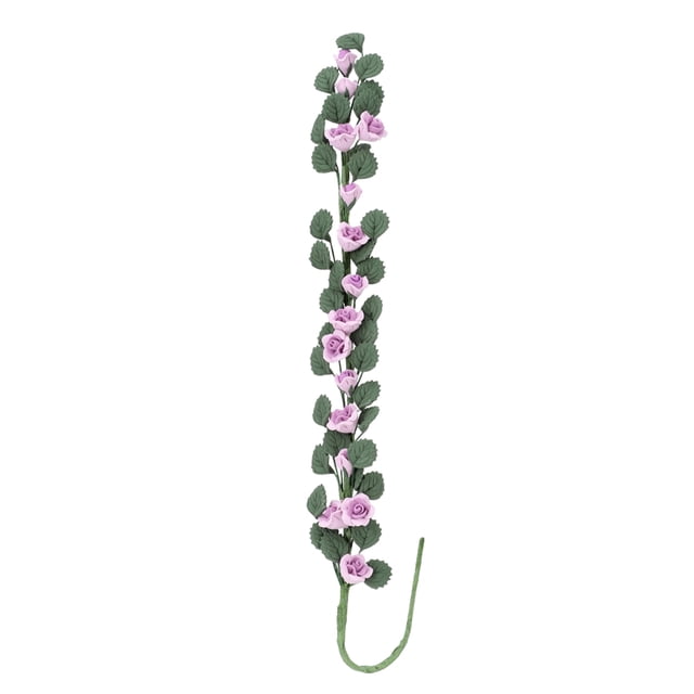 1:12 Mini casa de muñecas escena de jardín rosa cuerda caballete columpio decorativo ramo largo rosa púrpura