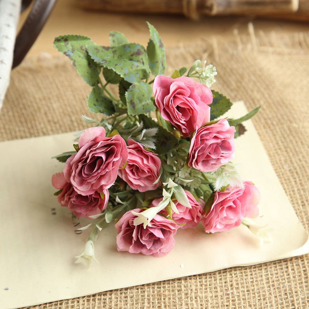 Hand Made Fake Peony Silk Flower Bridal Bouquet Hydrangea Home Wedding Decor HOT 