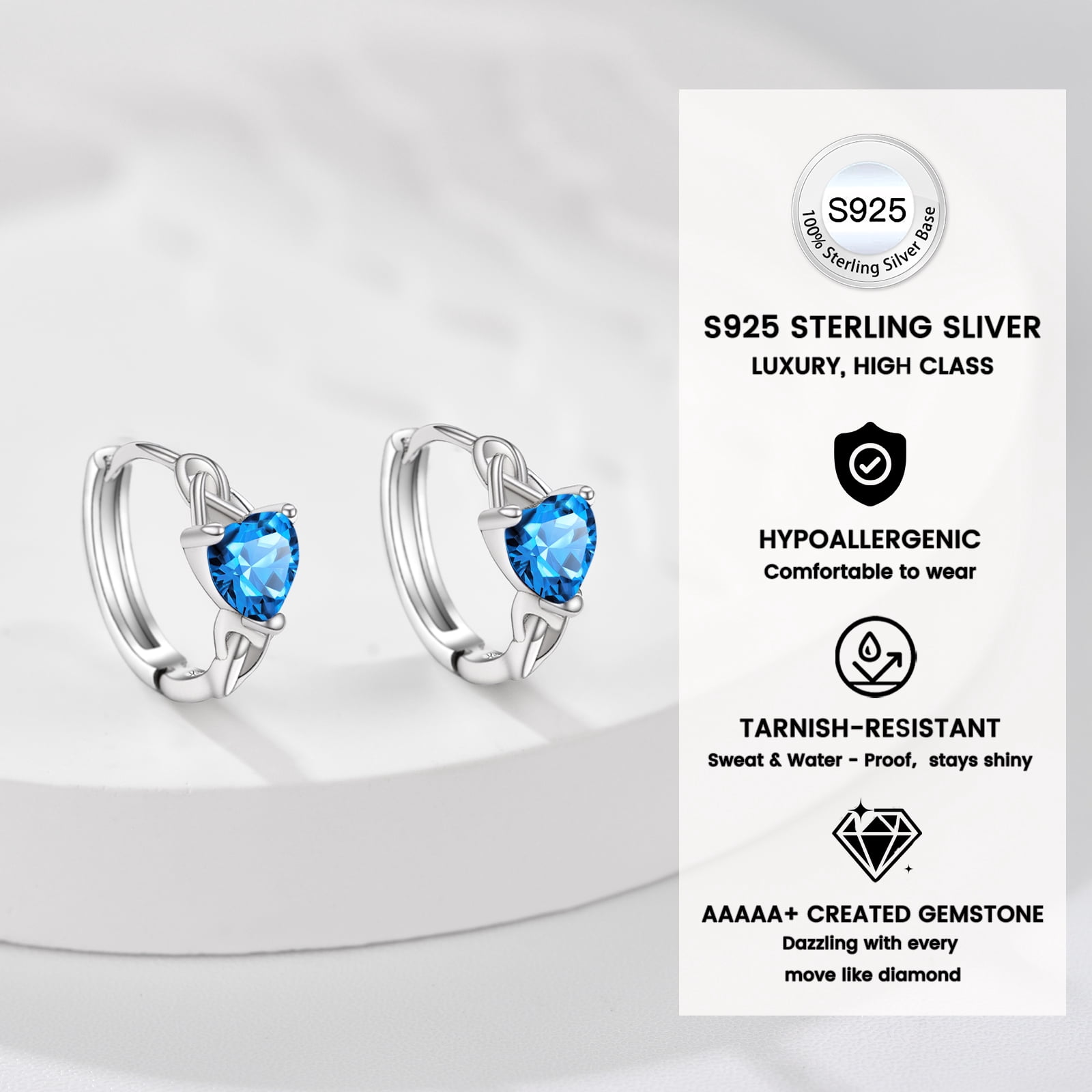 Bestyle Small Silver Hoop Earrings for Women Pure 925 Celtic Knot Birthstone Earrings Ear Charms November Yellow Topaz Jewelry Gifts