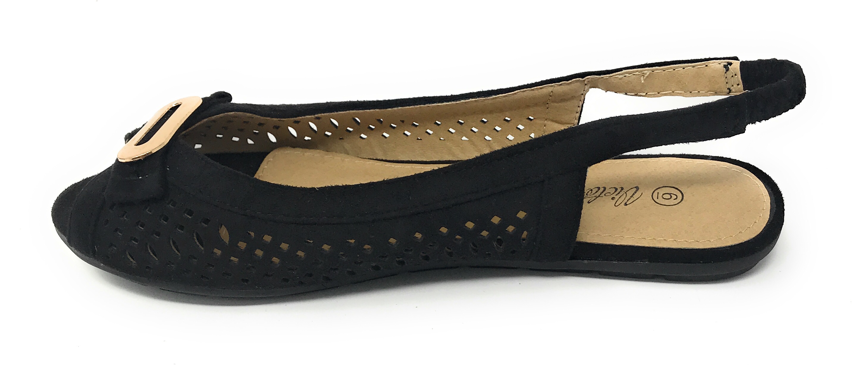 Victoria K Women's Bow With Gold Buckle Ballerina Flats