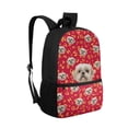 thumbnail image 2 of KUIFORTI Cute Puppy Print Kids Big Capacity Backpack 17 Inch Schoolbag Container Bag with Multi-pockets and Adjustable Strap Foam Padding, Red, 2 of 6