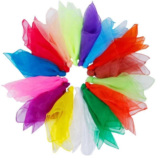 Pack Of 15 Juggling Towels, Chiffon Towels For Dancing, Juggling, Sensory, Dance Towels, 60 X 60 Cm Colorful Towels
