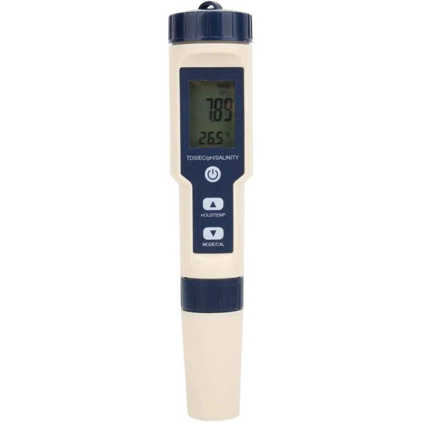 en 1 Medidor digital portátil de pH/salinidad/temperatura/TDS/EC Probador multifuncional de calidad del agua Kit de prueba de bolsillo multiparámetro para piscinas, agua potable, acuarios (sin retroi