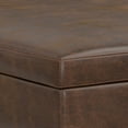 thumbnail image 4 of Owen 40 inch Wide Mid-Century Modern XL Square Coffee Table Storage Ottoman in Distressed Chestnut Brown Vegan Leather, 4 of 13