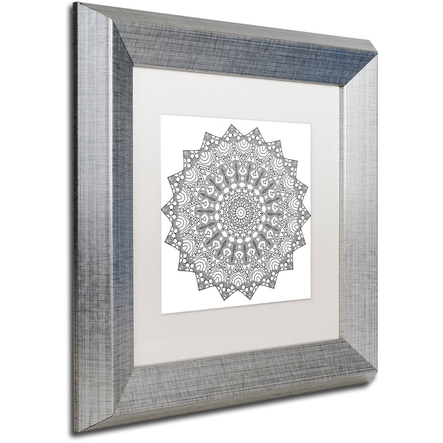 Trademark Fine Art "Stars Mandala" Canvas Art by Kathy G. Ahrens, White Matte, Silver Frame