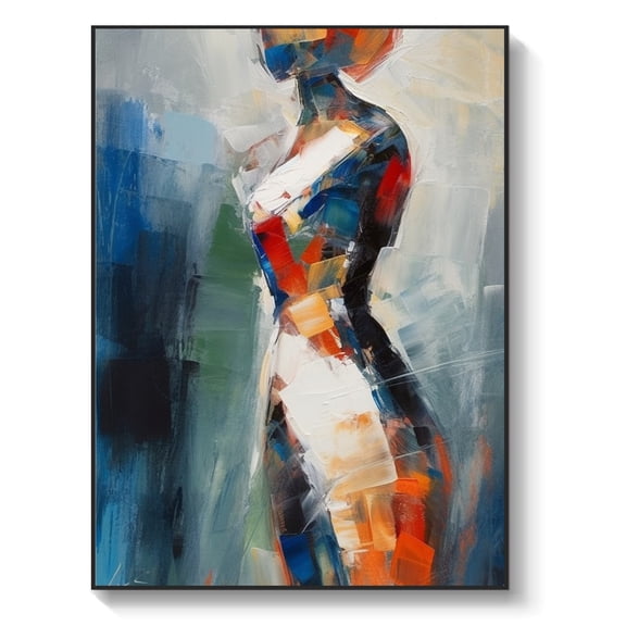Hand-painted oil painting vertical abstract figure artwork oil painting wall art painting canvas wall decoration,61*46cm (24*18) inches, unstretched frameless