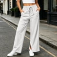 thumbnail image 4 of Gytharion Women's Straight Leg Sweatpants High Waist Side Slit Lounge Pants Elastic Waist Relaxed Fit Casual Pants with Pockets for Travel, 4 of 8