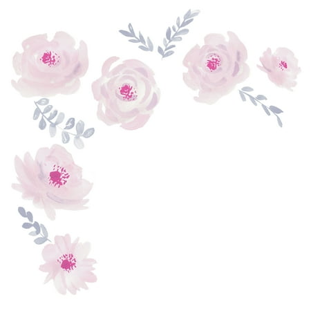 UPC: 0084122008175 | Bedtime Originals Blossom Pink/Gray Watercolor Floral Wall Decals