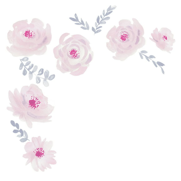 Bedtime Originals Stickers Muraux Aquarelle Florale Rose/gris Blossom