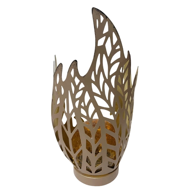 Lámpara Llama Metal Solar Decorativa Hueca para Patio (bronce)