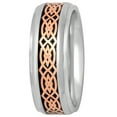 thumbnail image 2 of Men's Stainless Steel Carbon Fiber and Rose IP-Plated Inlay Ring, 8mm, 2 of 5