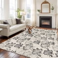thumbnail image 2 of 5'x7' Area Rugs for Living Room Bedroom, Vintage Floral Washable Rug Carpet Runner Indoor Outdoor, Grey Spring Dandelion Plants Flower Botanical Non Slip Floor Mats Area Rug for Kitchen, Nursery, 2 of 8