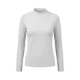 thumbnail image 4 of Fnooota Women's Thermal Tops, Slim Fit Mock Neck Stretchy Long Sleeve Layering Undershirts White Size L, 4 of 6