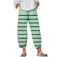 thumbnail image 2 of CLOISE Womens Pants Pull On High Waisted Pants Straight Leg Stretch Active Pants Elastic Waist Lounge Casual Loose Running Athletic Pants Striped Trousers Fashion Mint Green, 2 of 5