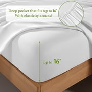 Baauye Cozy Bamboo Sheets Set, 4-Piece Queen Sheet Set with 16 Deep Pockets, Soft and Breathable Bed Sheets, White