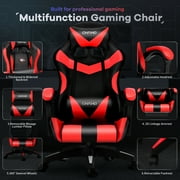 Ergonomic Gaming Chair, Brochao Gaming Chair with Speaker & LED Lights, Computer Racing Chair for Adults, PU Leather Office Chair with Footrest Lumbar Support Headrest, Red with Light