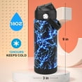 thumbnail image 3 of Boys Water Bottle with Straw,18 oz Kids Insulated Cups with Stainless Steel Leak Proof for School,Sport&Travel（Lightning）, 3 of 8