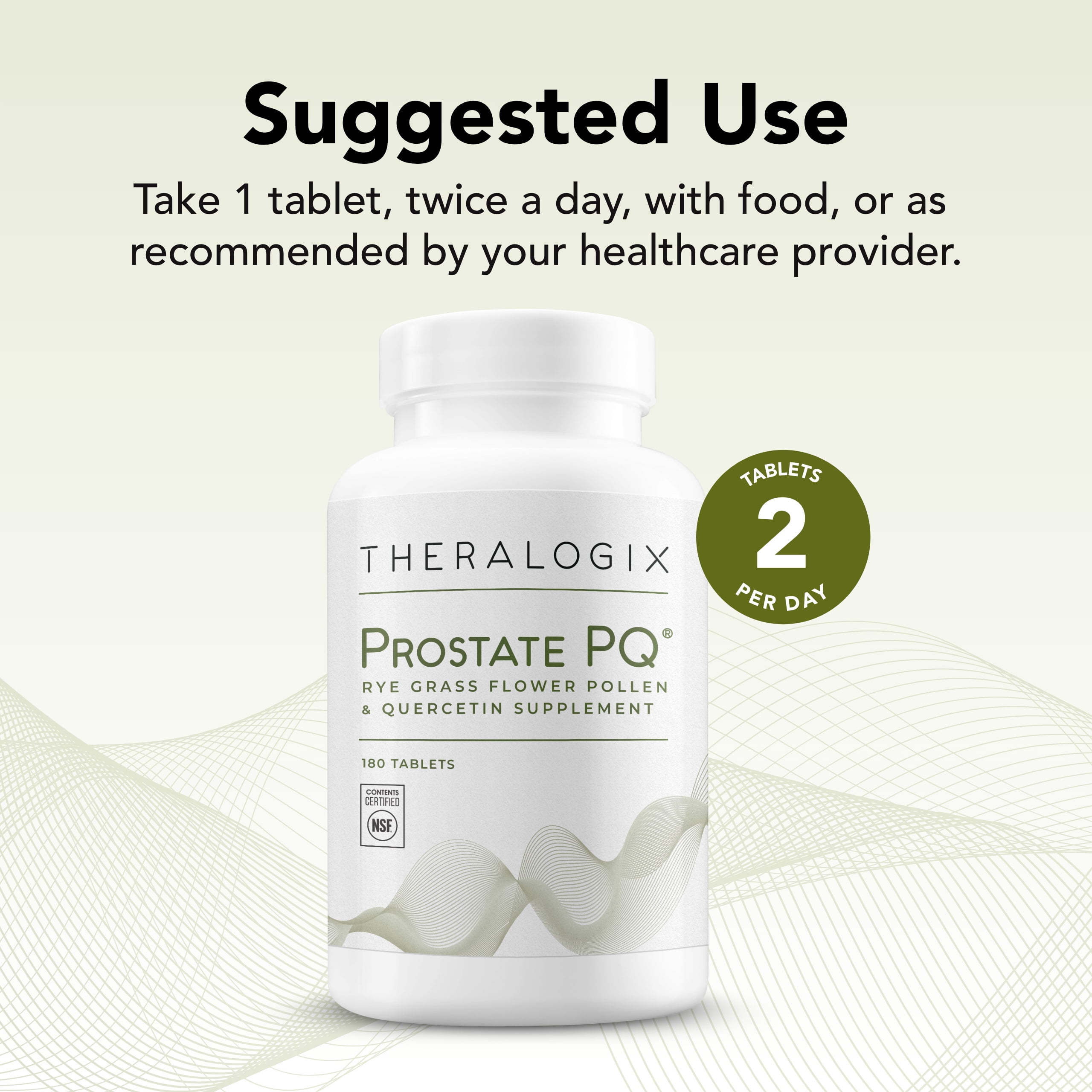 Theralogix Prostate PQ - Rye Grass Pollen Extract & Quercetin Supplement - 90-Day Supply - Antioxidant Support for Prostate & Pelvic Health & Urinary Tract Function* - NSF Certified - 180 Tablets