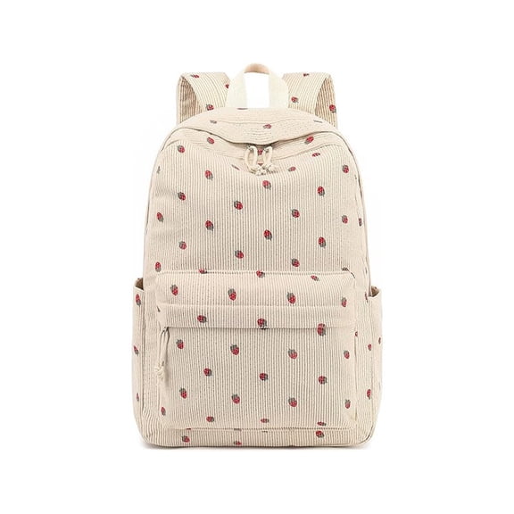 Corduroy School Backpack for Students,Large Capacity Storage Bookbag with Comfort-Focused Design,Casual Daypack for Campus,Classes,Leisure and Daily Travel,Beige