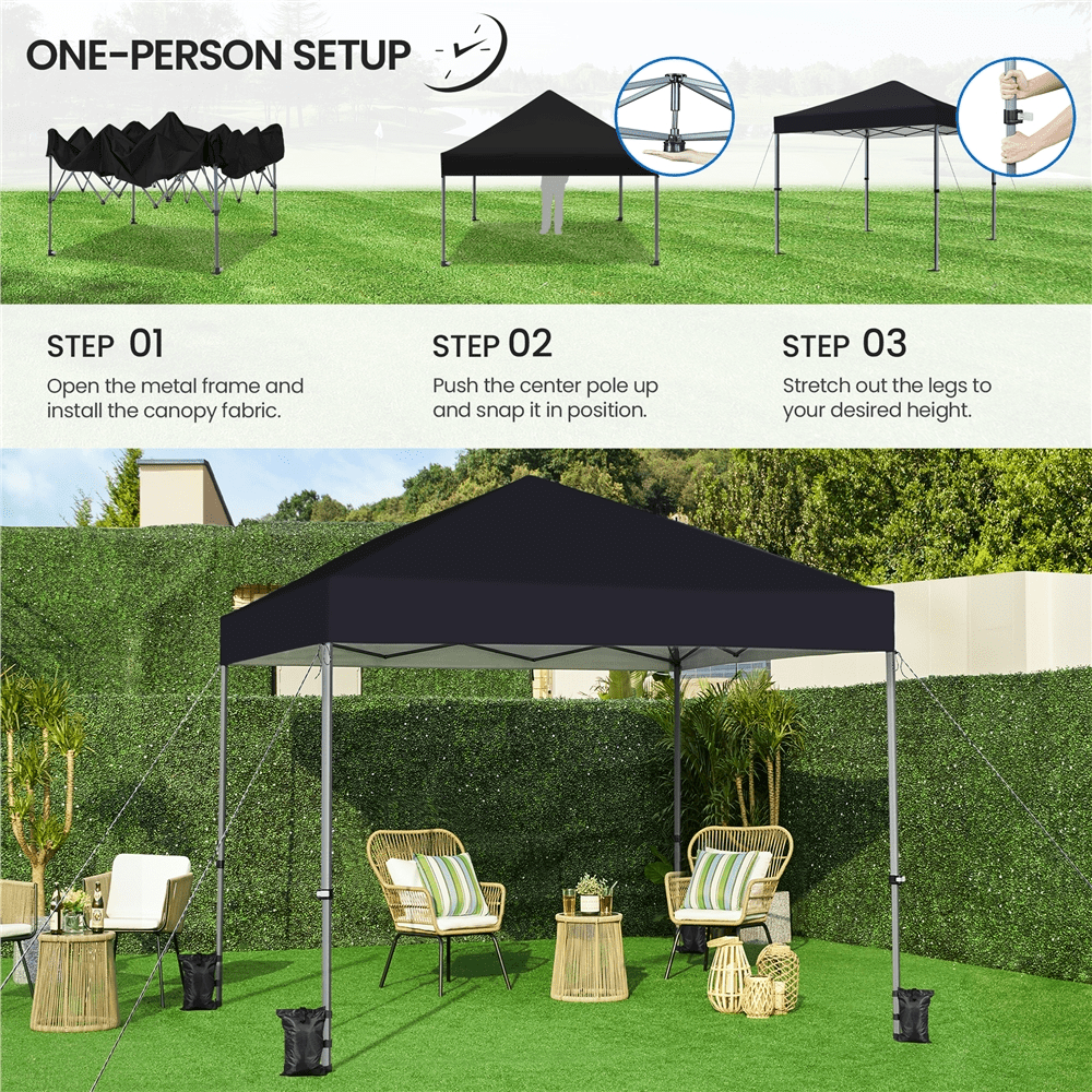 Renwick 8x8 Ft Instant Pop Up Canopy with One Push To Lock Setup Mechanism, Black