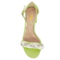 thumbnail image 4 of FSJ Women Graceful Chunky Heel Round Open Toe Sandals Single Buckle Strap Pearl Rhinestones Decor Pumps Wedding Party Shoes Size 8 Green, 4 of 5