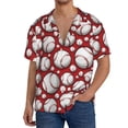 thumbnail image 1 of Xecao Cute Baseball Pattern Men's Short-Sleeve Cuban Collar Button-Down Shirt with Chest Pocket Lightweight Tropical Vacation Shirt-3X-Large, 1 of 5