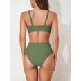 thumbnail image 4 of Bikini ZAFUL Twist de cintura alta para mujer verde claro talla L, 4 of 6